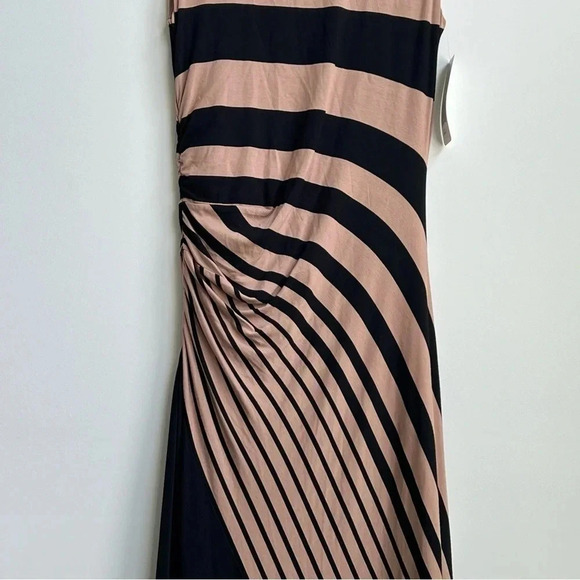 NWT Soft Surroundings “Here To Infinity” Striped Maxi Dress Black/Tan Small 6-8 - Picture 7 of 13